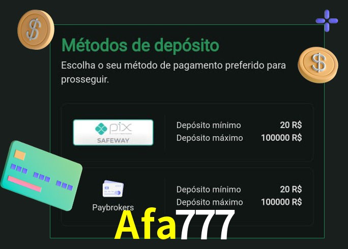 O cassino Afa777 oferece uma grande variedade de métodos de pagamento